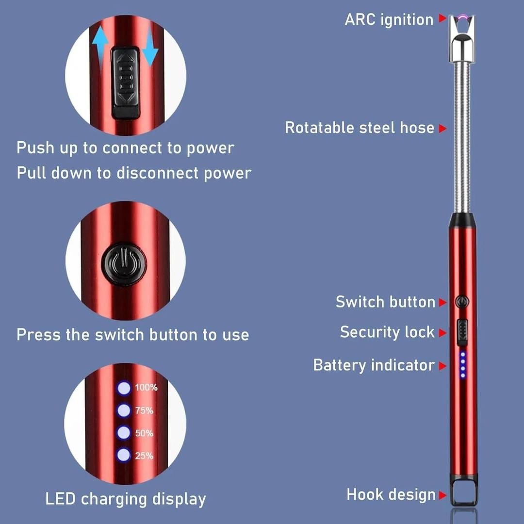 Rechargeable Electric Arc Lighter – Windproof &amp; Flameless USB Lighter