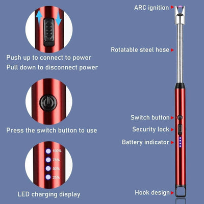 Rechargeable Electric Arc Lighter – Windproof &amp; Flameless USB Lighter