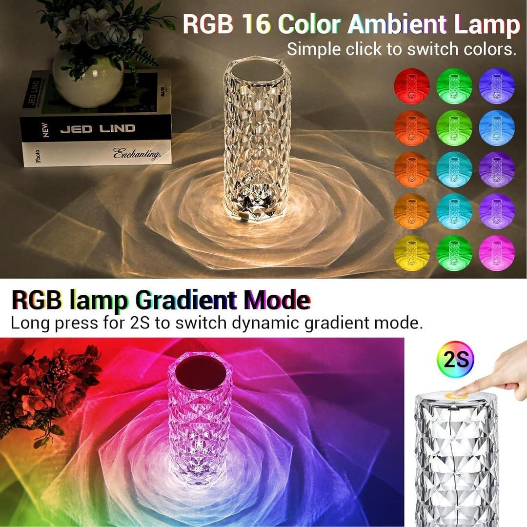 Crystal LED Touch Lamp – Color Changing Mood Light