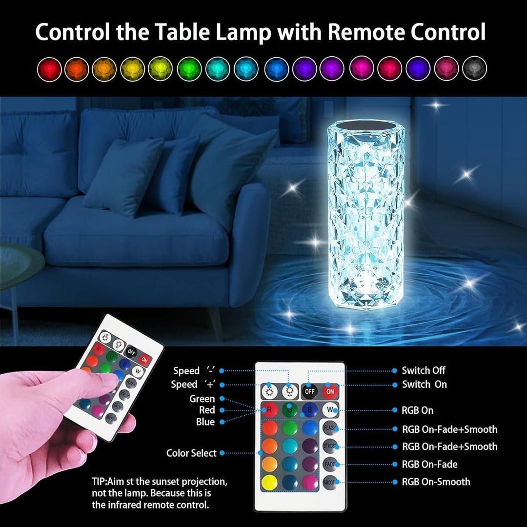 Crystal LED Touch Lamp – Color Changing Mood Light
